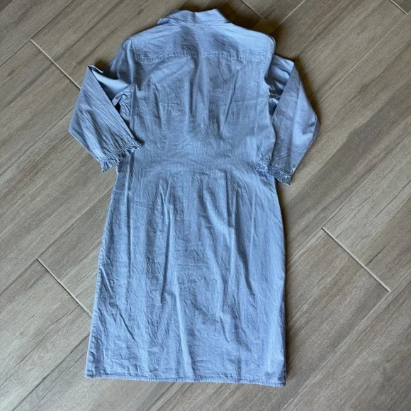 Talbots Blue & White Striped Long Sleeve Button-Down Dress - Women's 8 - Picture 4 of 4